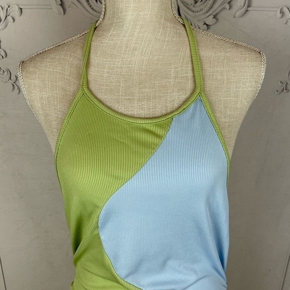 Halter Neck Ruched Ribbed Knit Dress - Picture 5 of 12